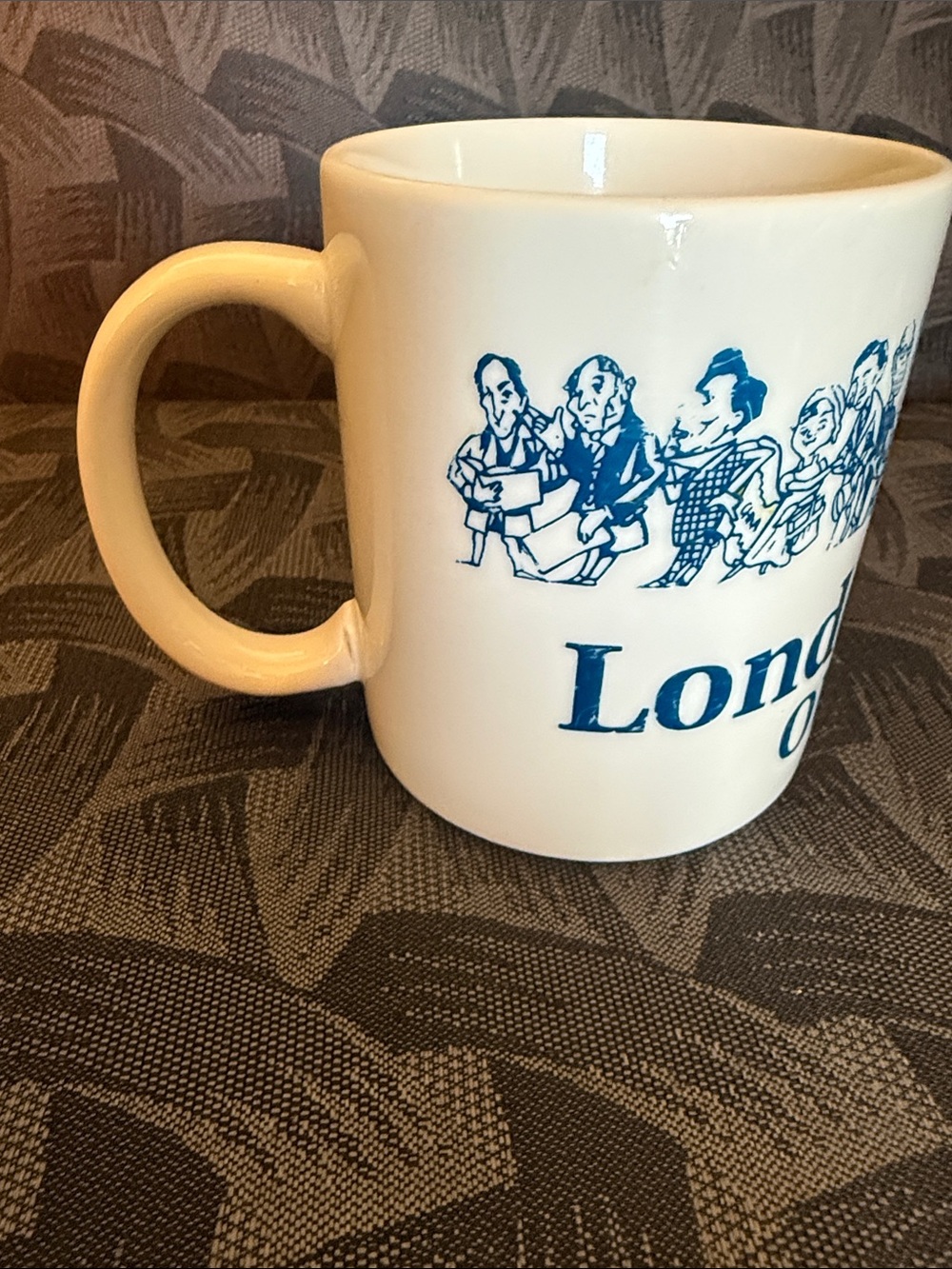 Vintage London Review of Books Mug, Blue and White, Literary Figures 70’s